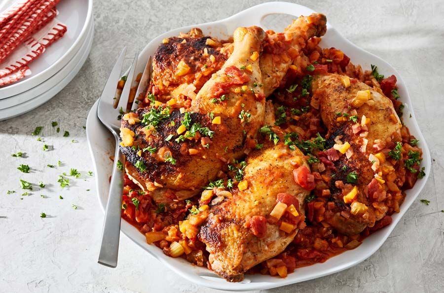 Add a splash of vinegar to this one-pan chicken dish --- and watch what happens!
	