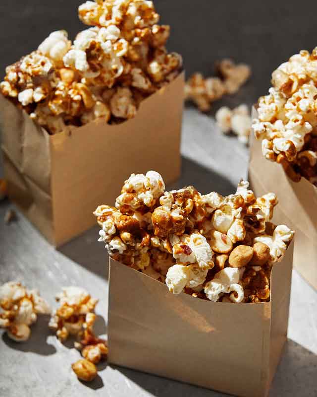 Every mouthful an explosion of flavors with this spicy, bourbon-laced caramel popcorn