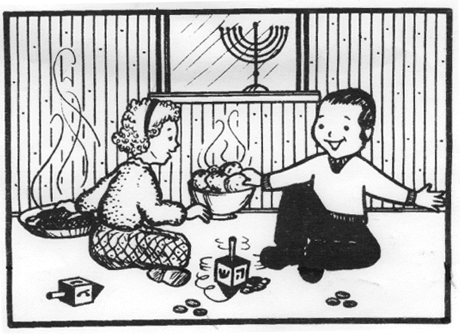 Just for kids! Chanukah coloring page scene