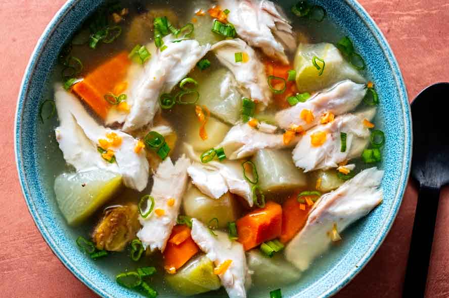 Jamaican fish tea is a fragrant soup that buzzes with flavor and heat