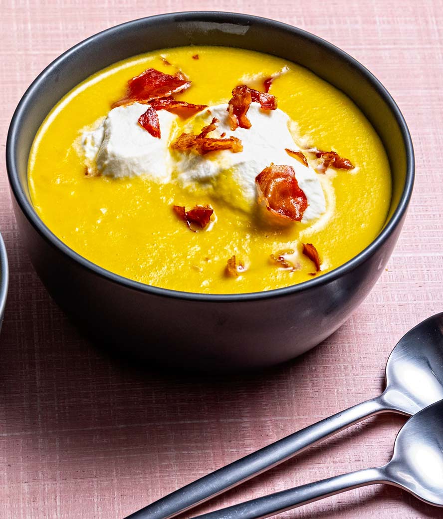 Cantaloupe gazpacho with crispy prosciutto (kosher!) reinvents a beloved starter
