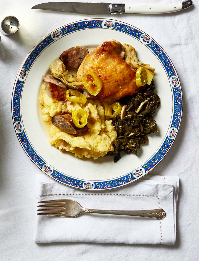 This Italian chicken-and-sausage main is a symphony of flavors: Rich, spicy, and super savory --- and a cinch to make