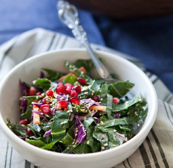 With its colorful cache of purples, oranges and reds, Collard Green Slaw is a marvelous mood booster --- not to mention just downright delish