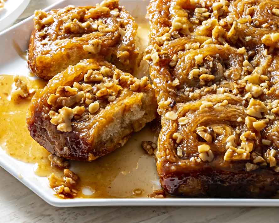 Baklava sticky buns are nutty, flaky and soaked in honey butter

