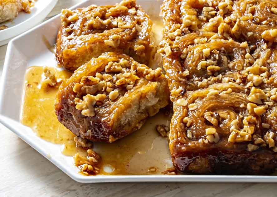 Baklava sticky buns are nutty, flaky and soaked in honey butter
