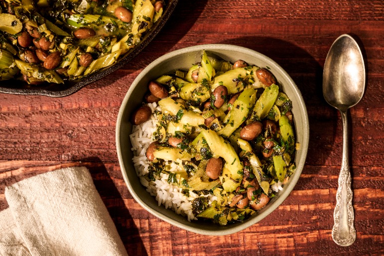 Khoresht-e Karafs stew is soft and silky --- A Middle East delight dense with aromatics and herbs. In a Word: SUCCULENT