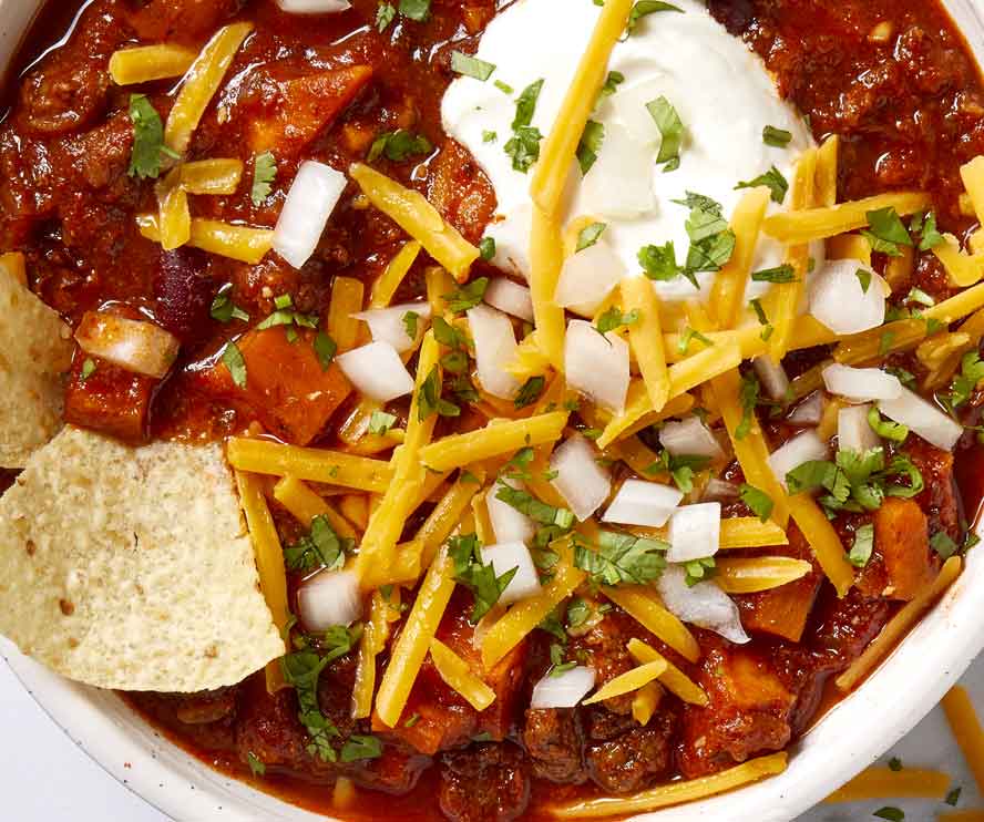 This one-pot beef and sweet potato chili is our go-to weeknight dinner
