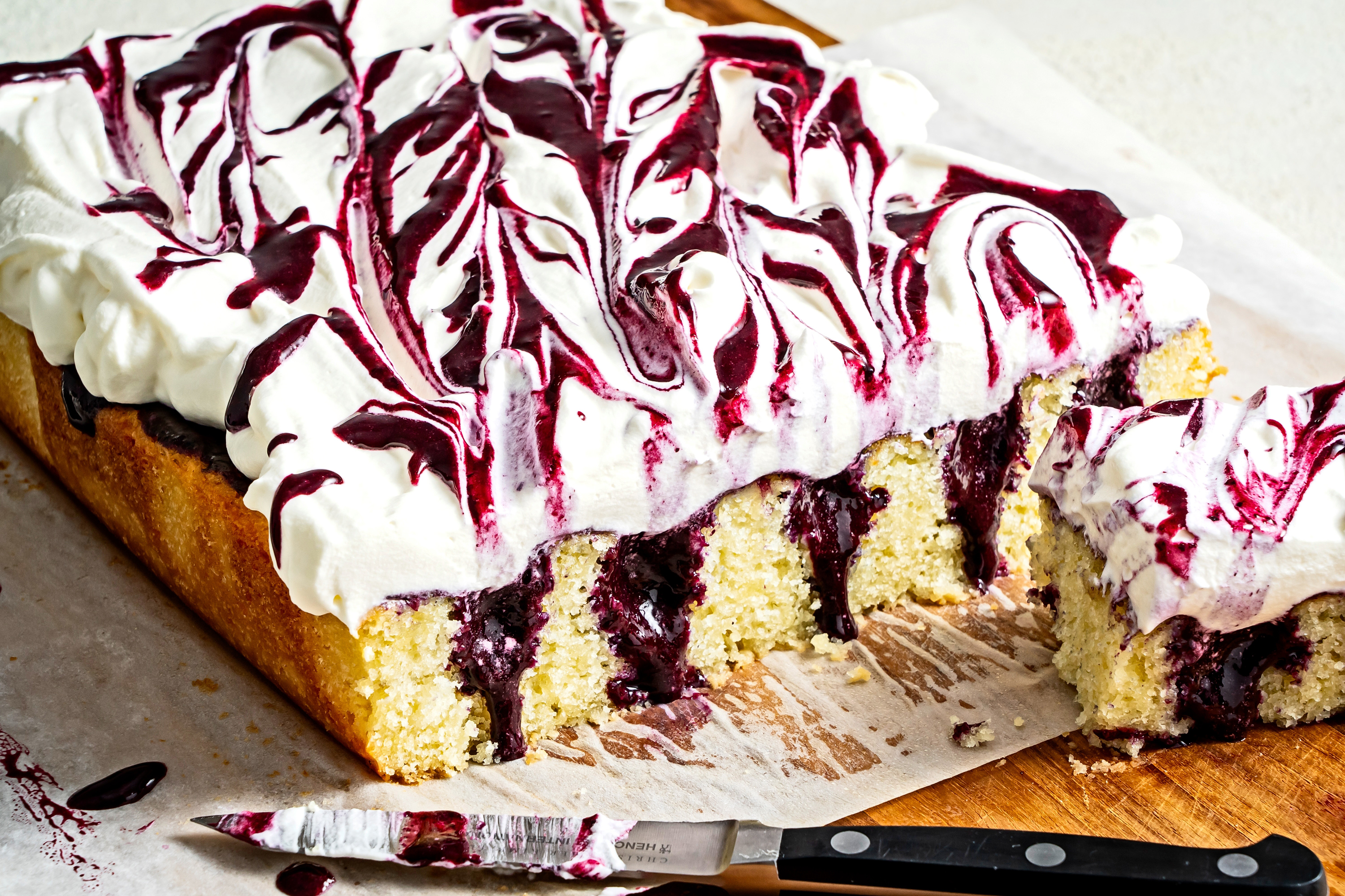 A from-scratch blueberry poke cake upgrades a retro classic
	
	