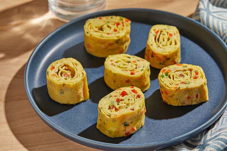 With its confetti of vegetables and distinctive sushi-like shape, this Korean rolled omelet is one of the most captivating -- and delicious -- ways to eat eggs  
	
	