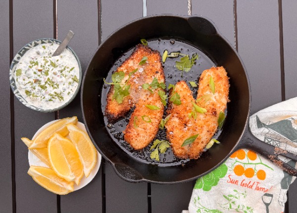 A summer shore lunch at home
