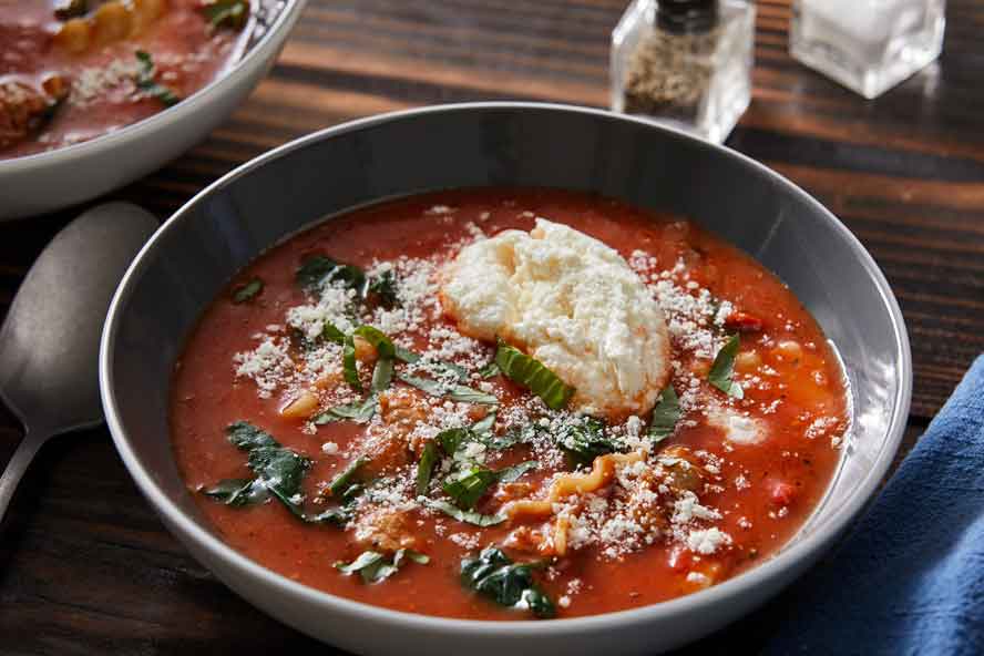 Call it 'lasagna soup': Newly created, supremely satisfying, it provides satisfying flavors and textures --- and is already a reliably crowd-pleasing fave
	