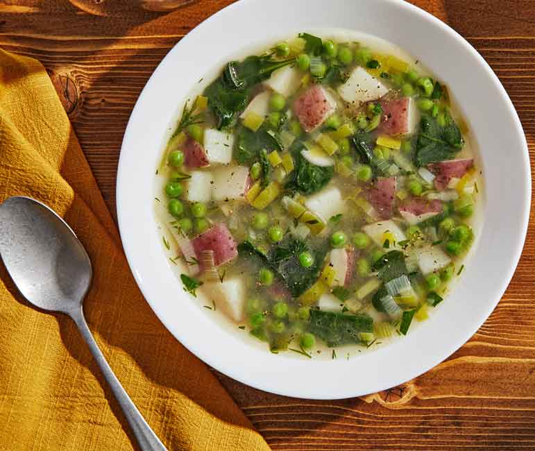Proof spring is soup season, too: This bright bowl packed with peas, leeks, spinach and herbs
	
	