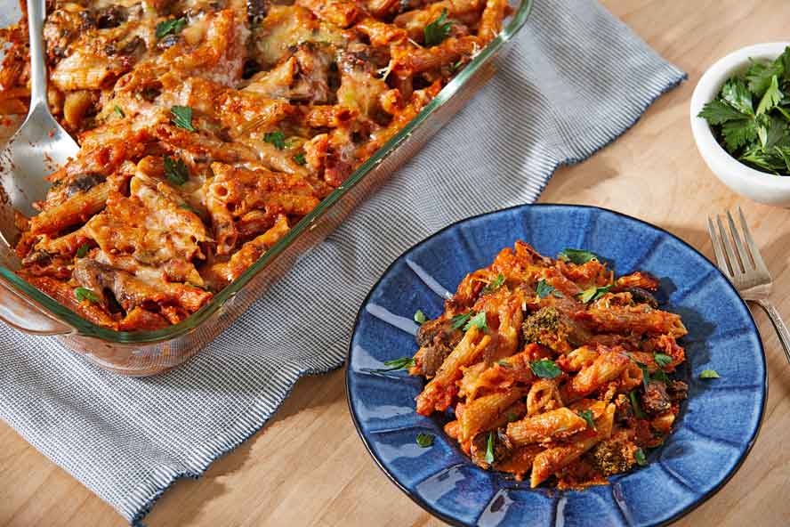 This three-cheese pasta bake is comforting, better for you and easy to make
	