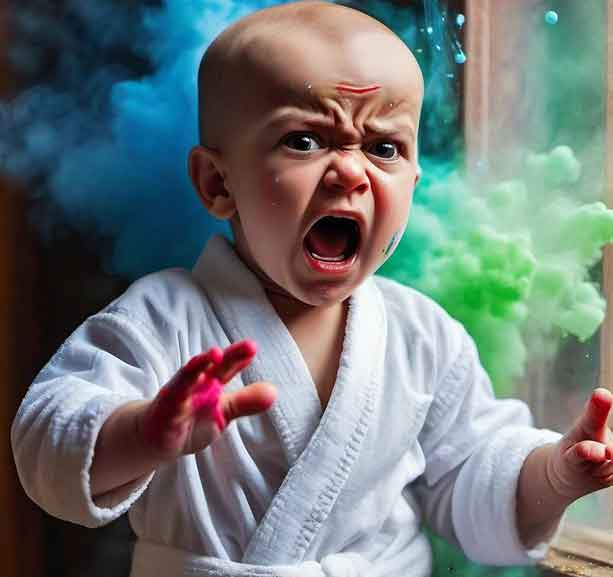 Toddler rebels against parents' breathing exercises during tantrums